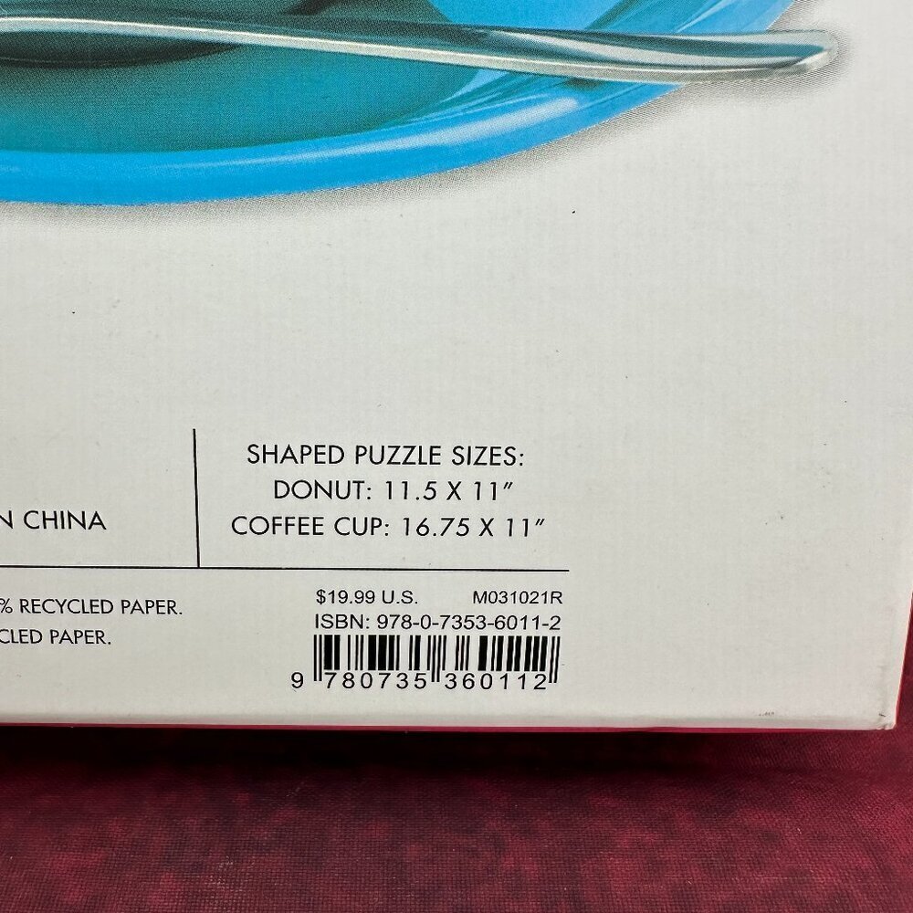 DONUT & COFFEE CUP SET OF TWO SHAPED PUZZLE 625+ PIECE TOTAL BY GALISON, NEW - Picture 3 of 3
